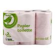 AUCHAN ESSENTIEL Papier toilette rose compact 2 épaisseurs = 12 standards 6 rouleaux