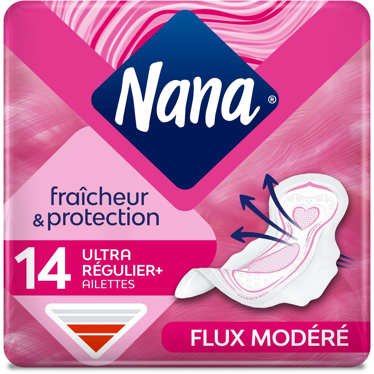 NANA Secure Fit serviettes hygiéniques avec ailettes normal plus 14  serviettes pas cher 