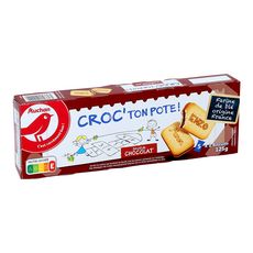 AUCHAN RIK & ROK Croc' ton pote minis goûters fourrés parfum chocolat, sachets fraîcheur 5x2 biscuits 125g
