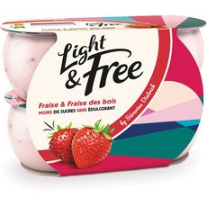 LIGHT&FREE Yaourt allégé fraise- fraise des bois 4x120g
