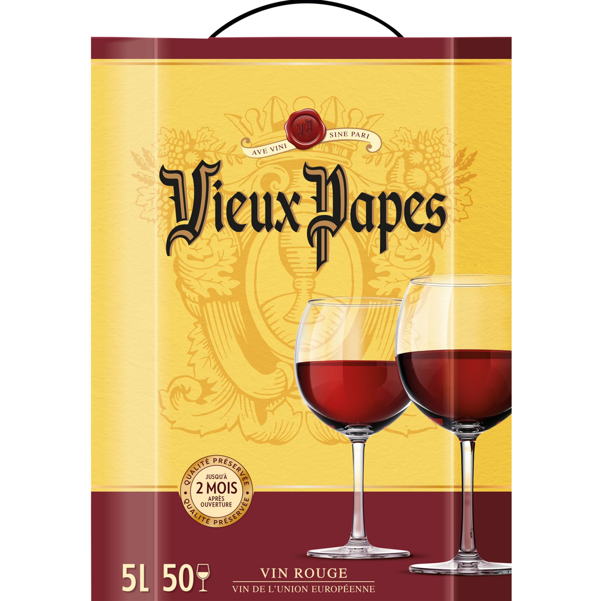 VIEUX PAPES Vin de l'Union Européenne Vieux Papes rouge Grand Format 5L pas  cher à prix Auchan
