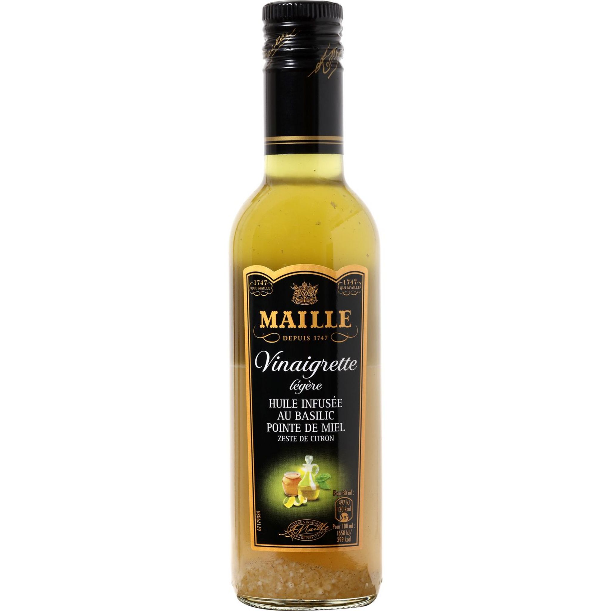 Sauce vinaigrette basilic - MAILLE - Bouteille de 1 L