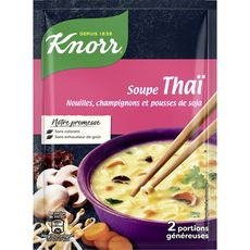 KNORR Soupe thaï déshydratée nouilles champignons pousses de soja sans colorant 2 personnes 69g