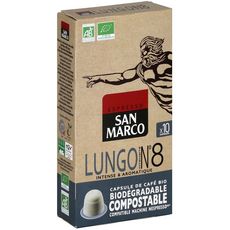 SAN MARCO Capsules café Lungo N°8 bio compatible Nespresso 10 capsules 51g