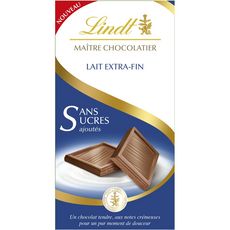 LINDT Tablette de chocolat au lait dégustation extra fin sans sucres ajoutés 1 pièce 100g