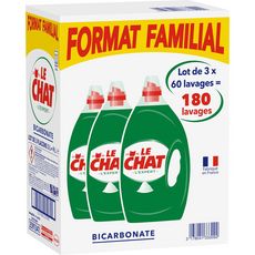 Le Chat Lessive Liquide Au Bicarbonate Format Familial 180 Lavages 3x3l Pas Cher A Prix Auchan