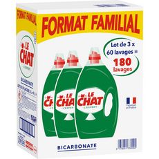 Le Chat Lessive Liquide Au Bicarbonate Format Familial 180 Lavages 3x3l Pas Cher A Prix Auchan