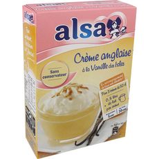 ALSA Préparation crème anglaise à la vanille des îles sans conservateur 2 sachets 200g