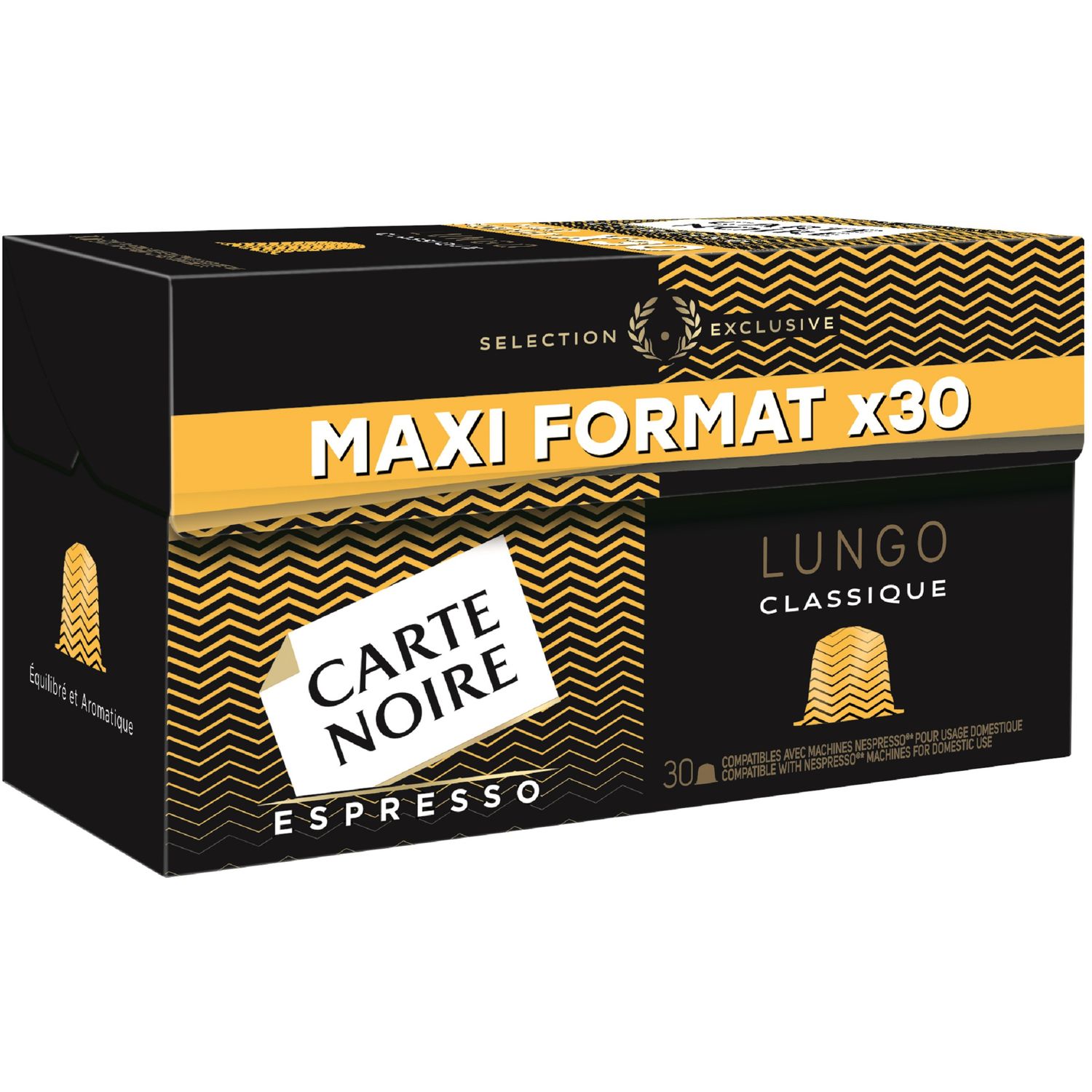 CARTE NOIRE Capsules de café lungo compatibles Nespresso 30 capsules 170g  pas cher 