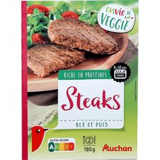AUCHAN Steaks veggie blé et pois 2 pièces  180g