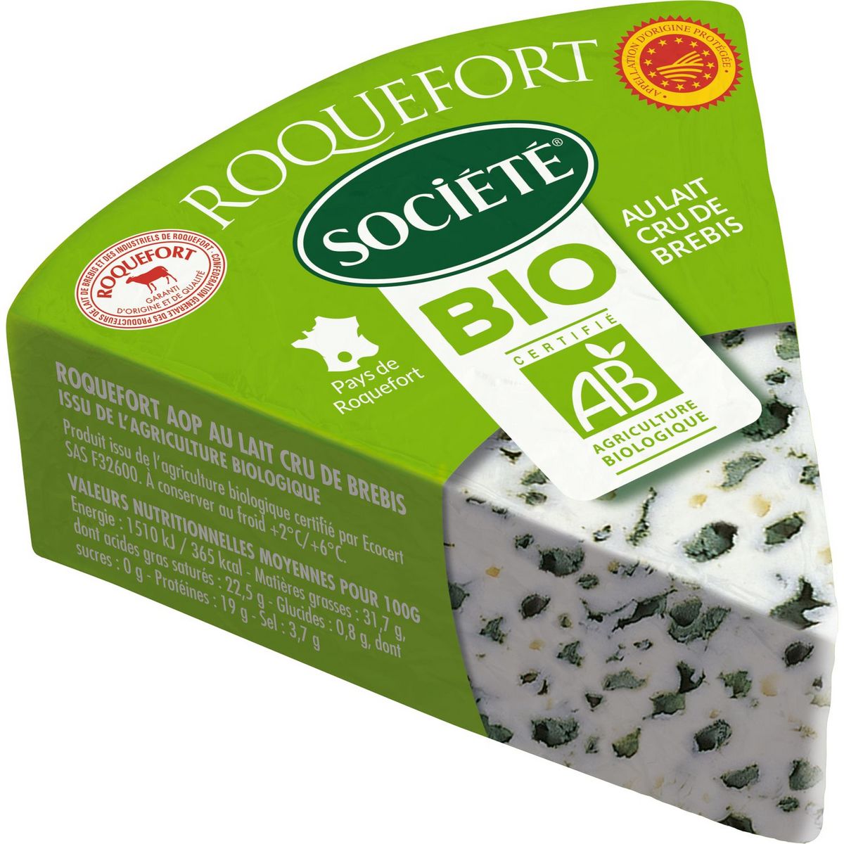 SOCIETE Société Roquefort bio AOP 150g 150g pas cher à prix Auchan
