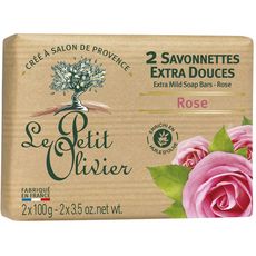LE PETIT OLIVIER Savonnettes extra douces parfum de roses 2x100g
