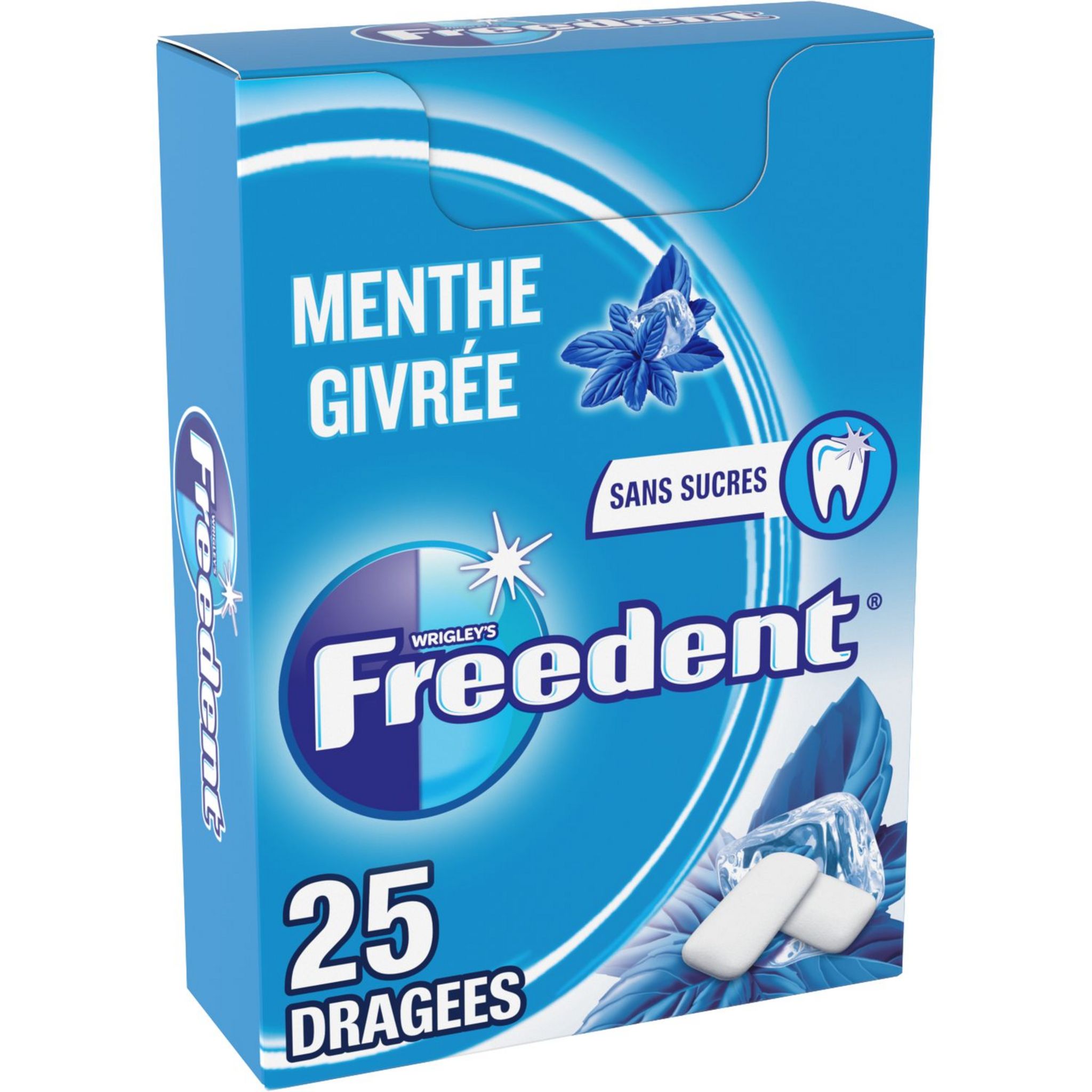 FREEDENT Chewing-gums sans sucres menthe givrée 25 dragées 35g pas