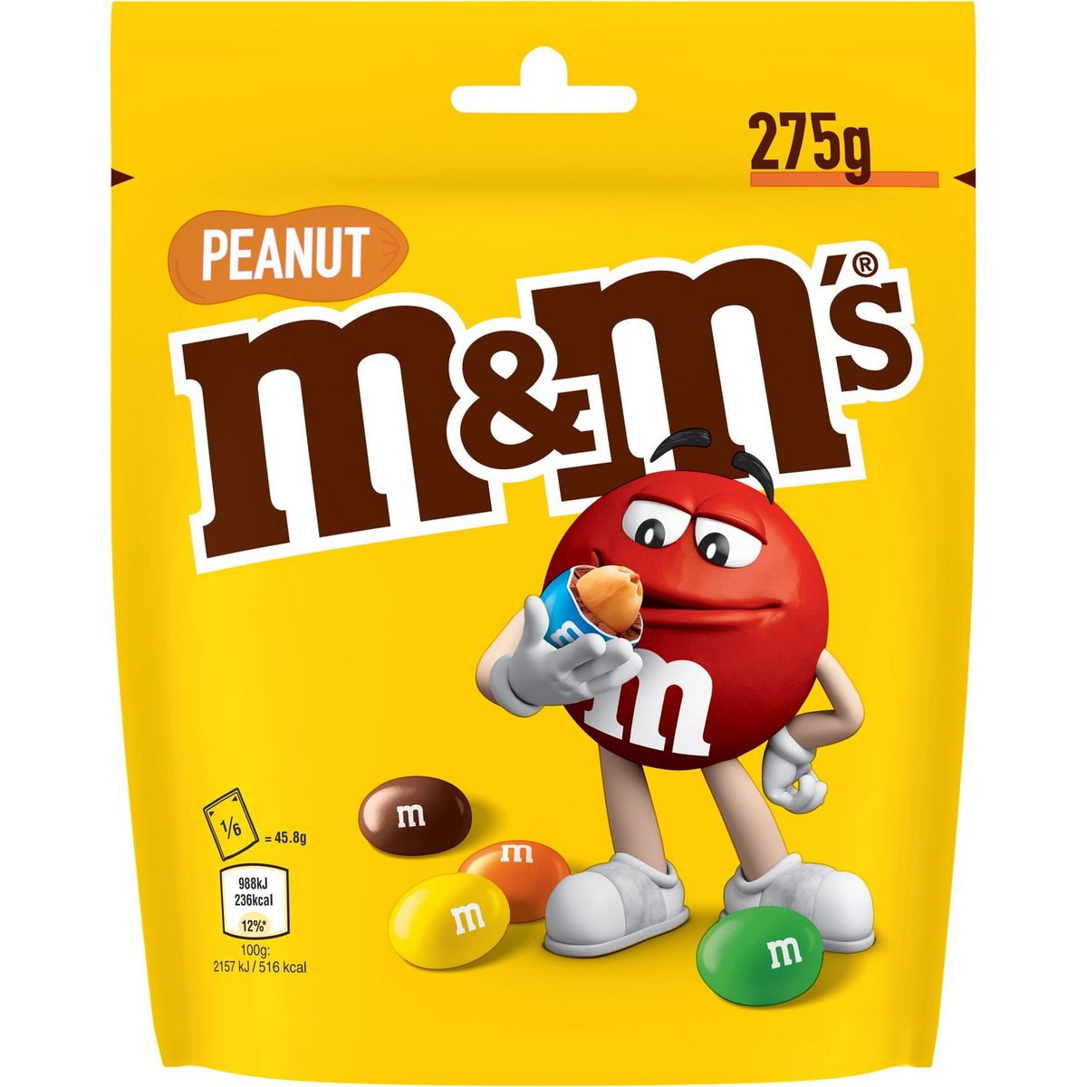 Délicieux paquet de cacahuètes enrobées de chocolat M&M's 45gr