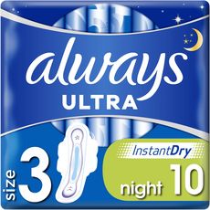 ALWAYS Ultra Night serviettes hygiéniques nuit avec ailettes taille 3 10 serviettes