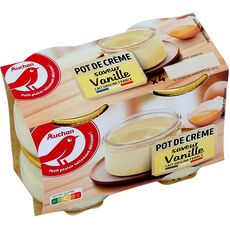 AUCHAN Pot de crème à la vanille 4x100g