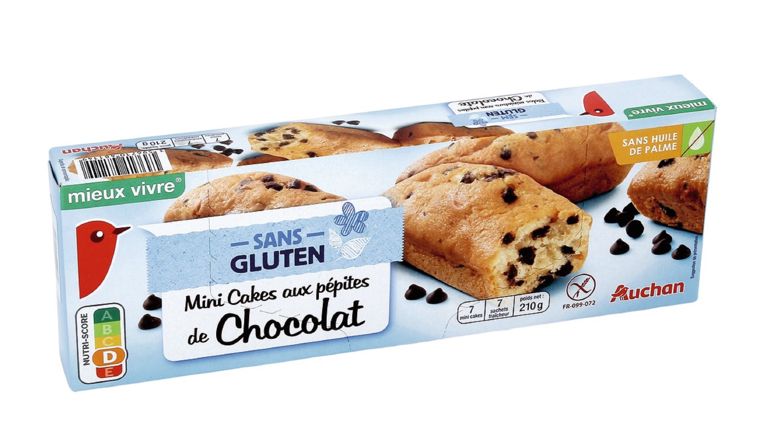 AUCHAN MIEUX VIVRE Barre de céréales avec pépites de chocolat sans