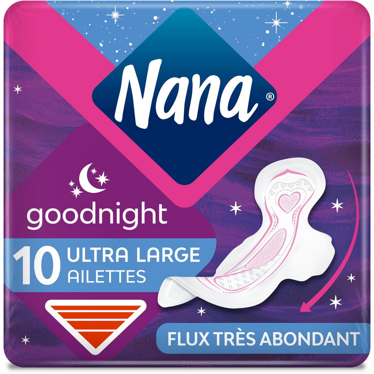 NANA Secure Fit serviettes hygiéniques nuit avec ailettes 10 serviettes pas  cher 