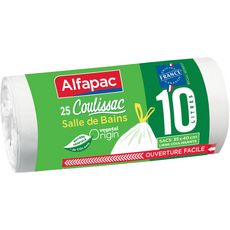 ALFAPAC Sacs poubelle 10l coulissac végétal pour salle de bain 25 sacs