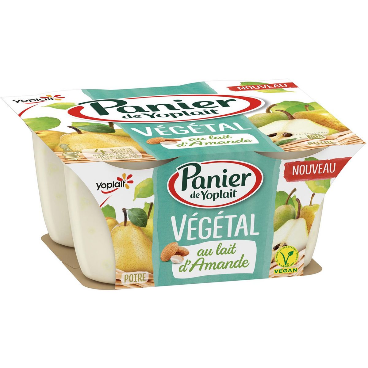 YOPLAIT Yoplait Dessert végétal au lait d'amande à la poire 4x100g 4x100g  pas cher 