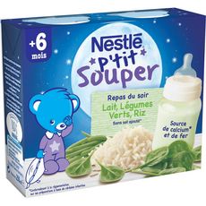 Nestle P Tit Souper Lait Aux Legumes Verts Et Riz Des 6 Mois 2x250ml Pas Cher A Prix Auchan