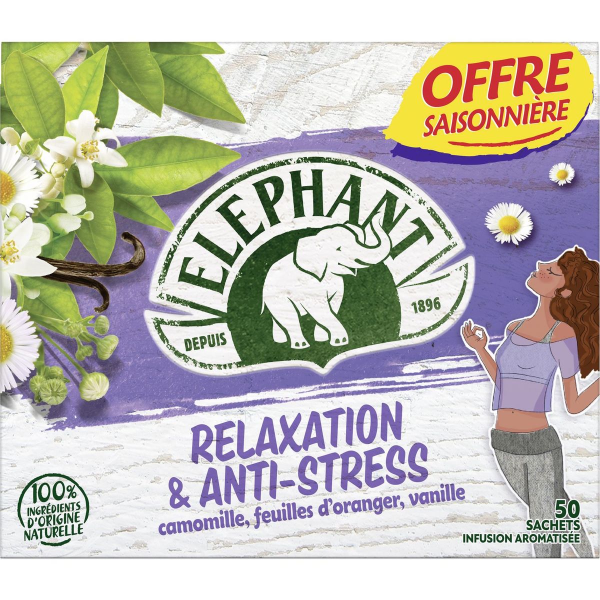 ELEPHANT Elephant infusion relaxation sachet x50 offre saisonnière pas cher  