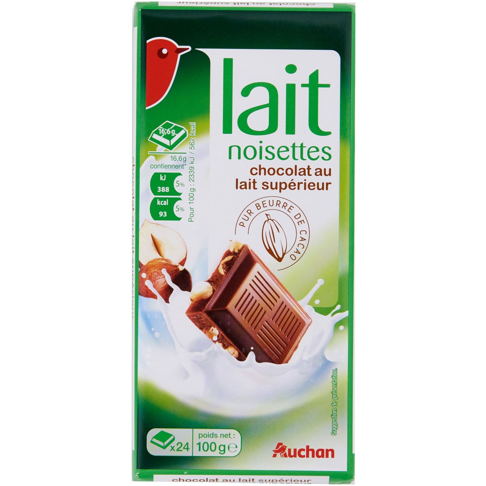 AUCHAN Tablette de chocolat vegan à base de lait de coco 100g pas cher 