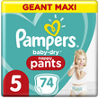 PAMPERS Baby-dry Couches-culottes taille 5 (12-17kg) 74 couches