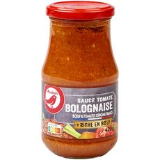 AUCHAN Sauce tomate bolognaise riche en boeuf origine France, en bocal 420g
