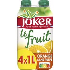 JOKER Jus d'orange Le Fruit sans pulpe sans sucres ajoutés 4x1l