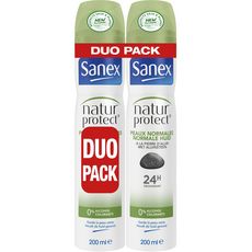 SANEX Déodorant Natur Protect spray pierre d'alun peaux normales 2x200ml