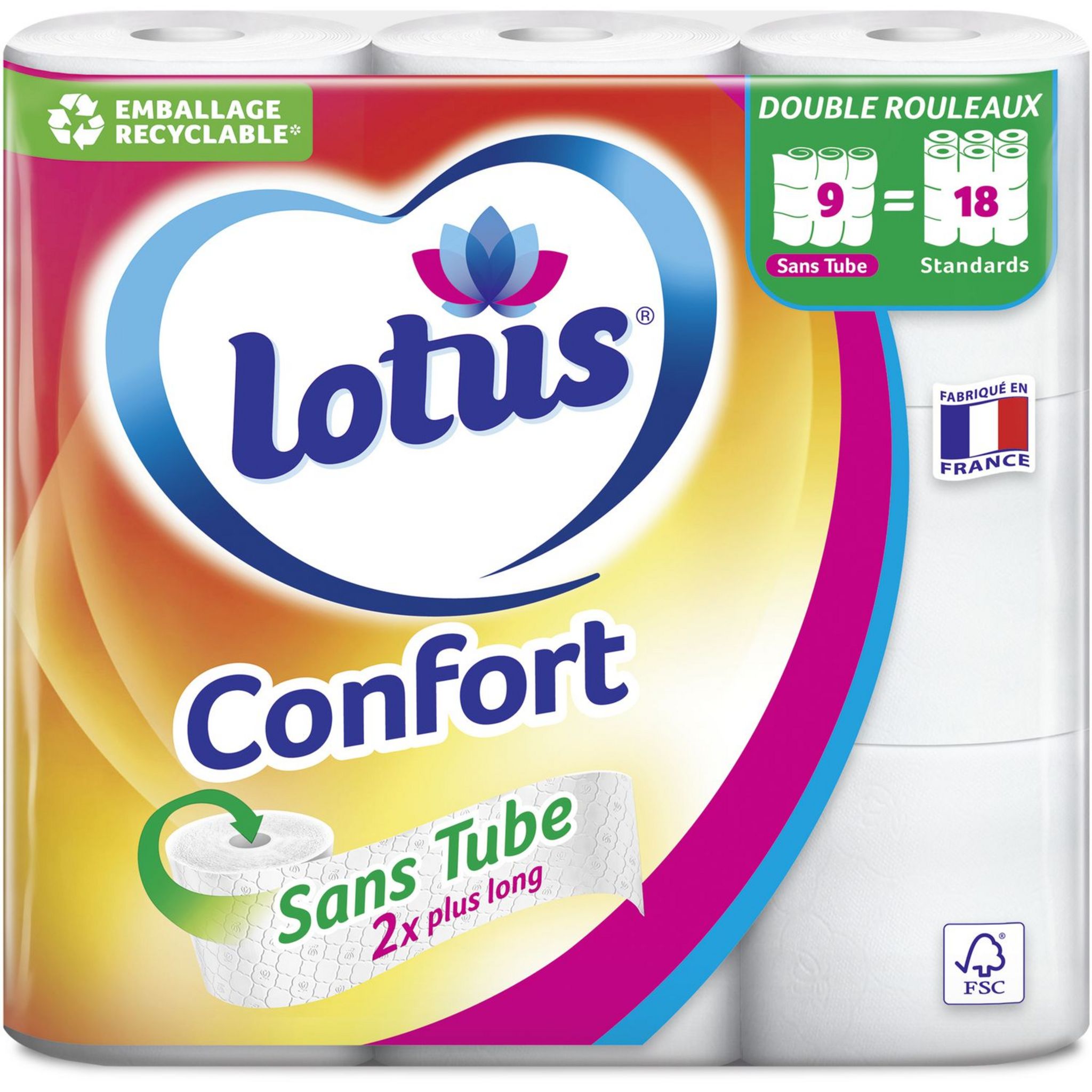 24 Rouleaux Lotus Confort Papier Toilette Blanc - Grossiste