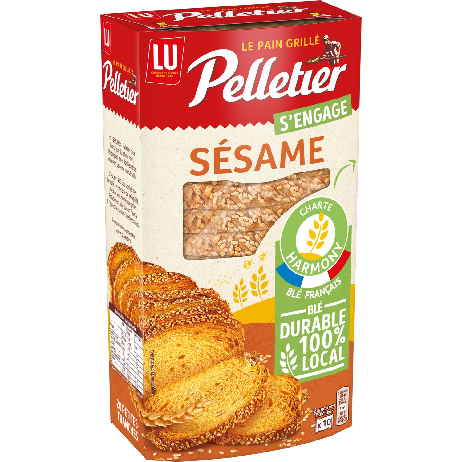 PELLETIER Pains grillés aux graines de sésame 20 tranches 240g pas