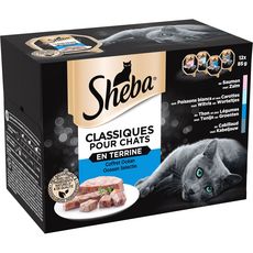 Sheba Barquettes Terrines De Patee Poissons Et Legumes Pour Chat 12x85g Pas Cher A Prix Auchan