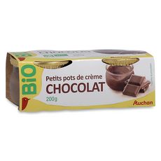 AUCHAN BIO Pot de crème au chocolat 2x100g