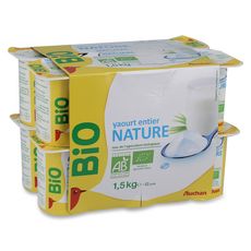 Auchan Bio Yaourt Nature Au Lait Entier 12x125g Pas Cher A Prix Auchan