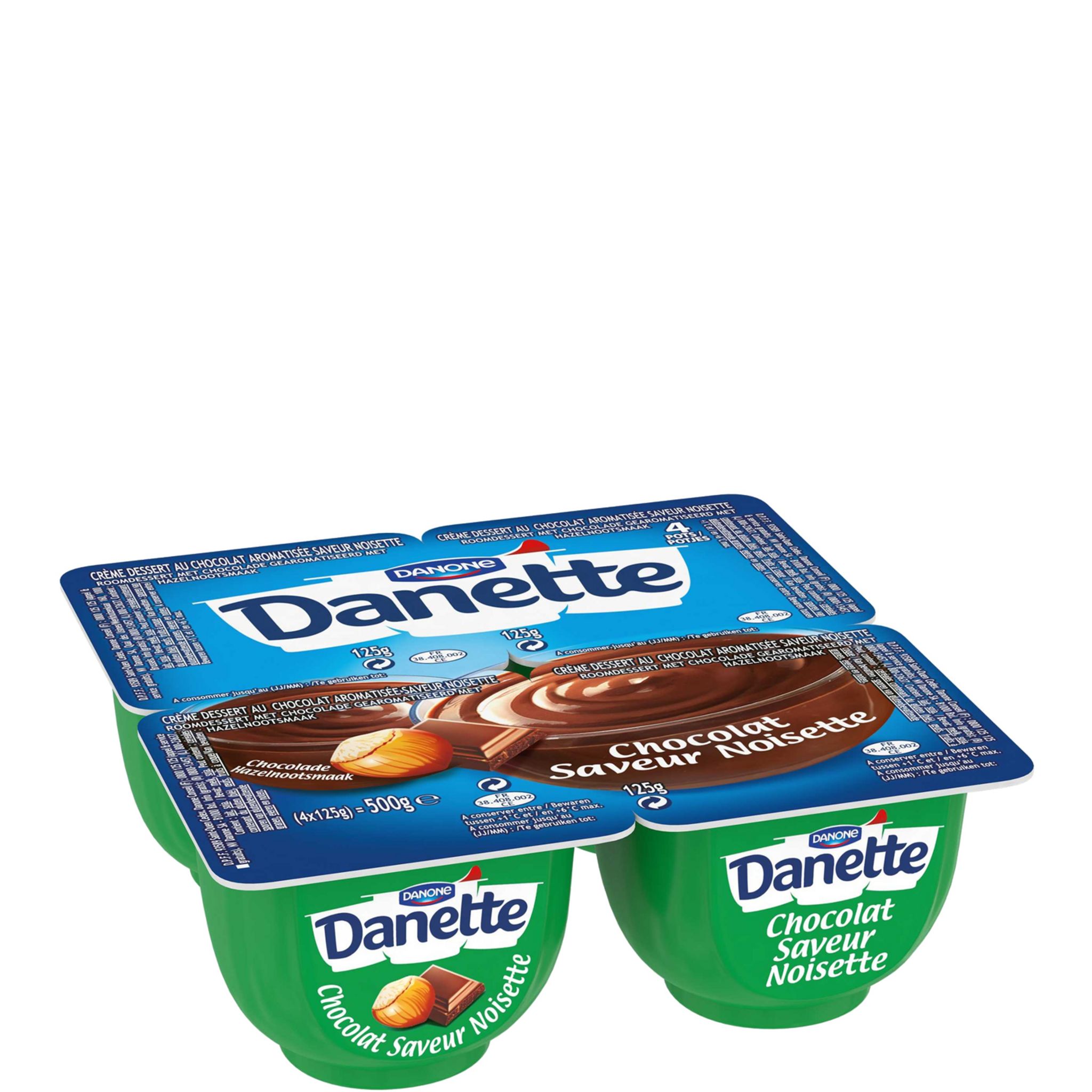 Crème dessert chocolat noisette, Danette (4 x 100 g)