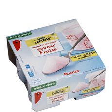 Auchan Auchan Yaourt Sans Lactose Fraise 4x125g Pas Cher A Prix Auchan