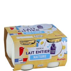 Auchan Auchan Yaourt Nature Au Lait Entier 3 4 Mg 4x125g 4x125g Pas Cher A Prix Auchan