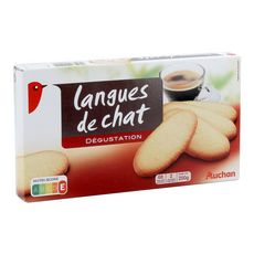 AUCHAN Langues de chat dégustation, sachets fraîcheur 2x34 biscuits 2x100g