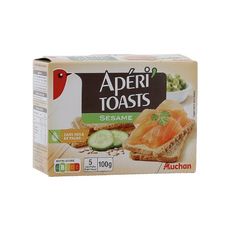 AUCHAN Toasts apéritifs au sésame 5x6 toasts 100g