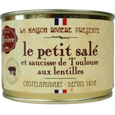 MAISON RIVIERE Le petit salé et saucisses de Toulouse aux lentilles 420g