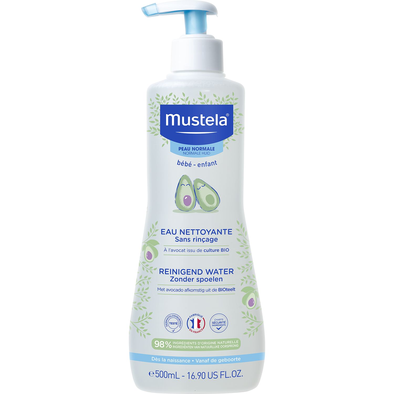 MUSTELA Eau nettoyante bébé sans rinçage à l'avocat bio peau