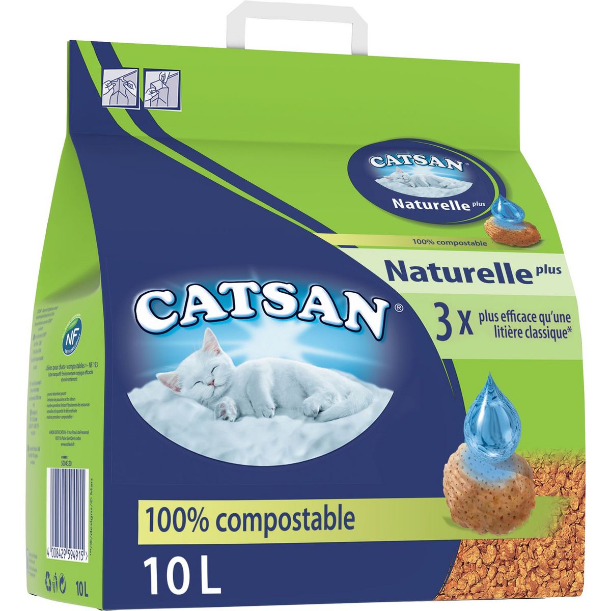 Catsan Naturelle Plus Litiere Vegetale 100 Compostable Pour Chat 10l Pas Cher A Prix Auchan