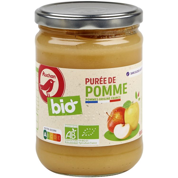 Auchan Bio Puree De Pomme Sans Sucres Ajoutes Bocal 500g Pas Cher A Prix Auchan