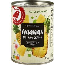 AUCHAN Ananas en morceaux au jus 340g