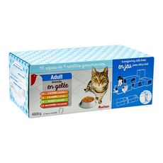 Auchan Adult Assortiment Sachets Repas En Gelee Pour Chat 48x100g Pas Cher A Prix Auchan