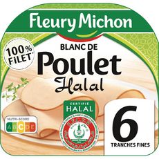 FLEURY MICHON Blanc de poulet halal 6 tranches 180g