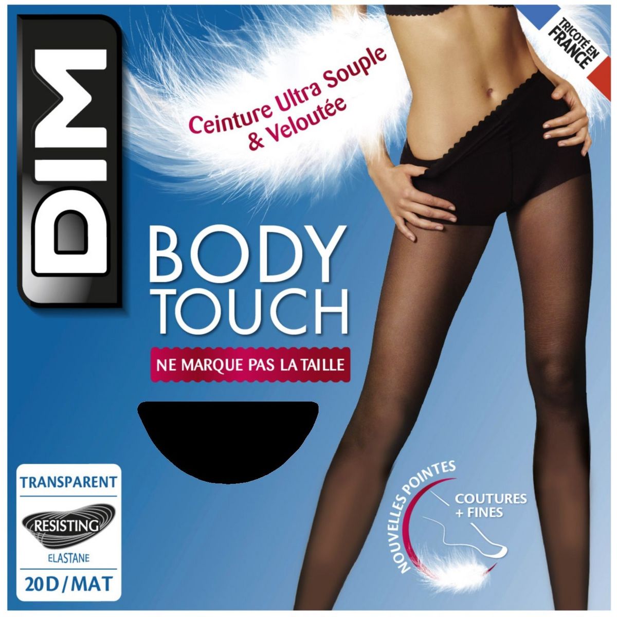 DIM Dim Collant body touch transparent noir 20D taille 2 x1 1 paire