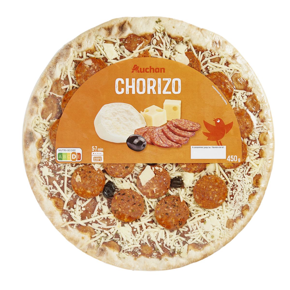 AUCHAN Pizza au chorizo 450g
